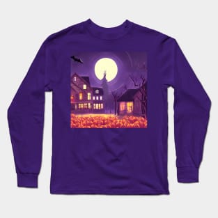 Spooky Halloween Pumpkin Praying Under The Halloween Moonlight Long Sleeve T-Shirt